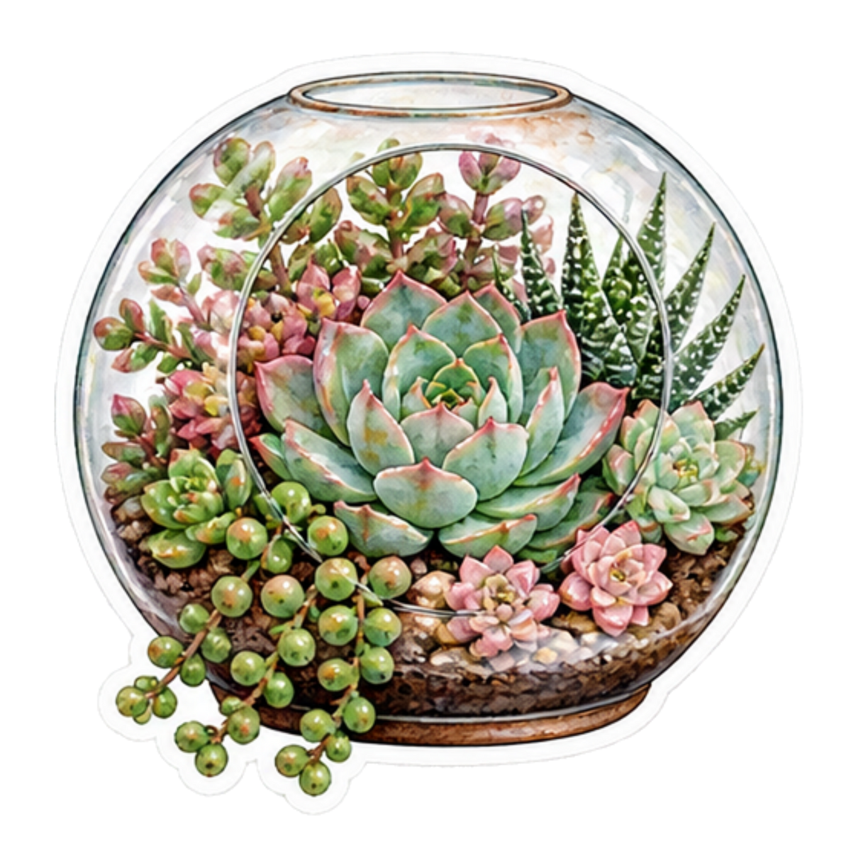 6 Watercolor Succulent Stickers (Digital Download)