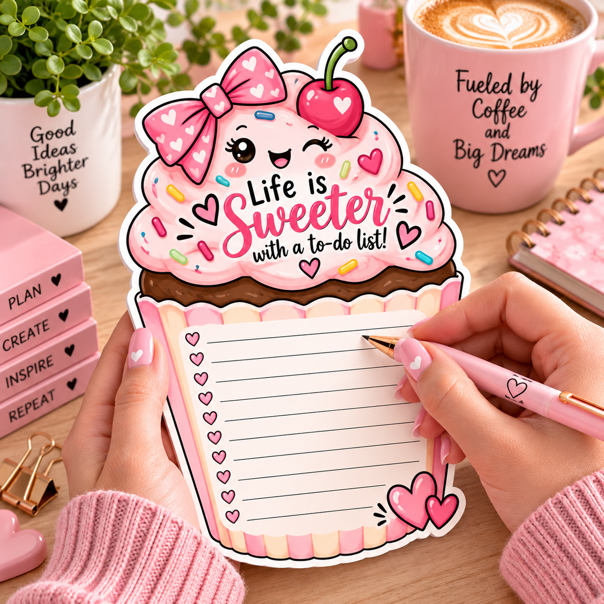 Life Is Sweeter Cupcake Shaped Notepad