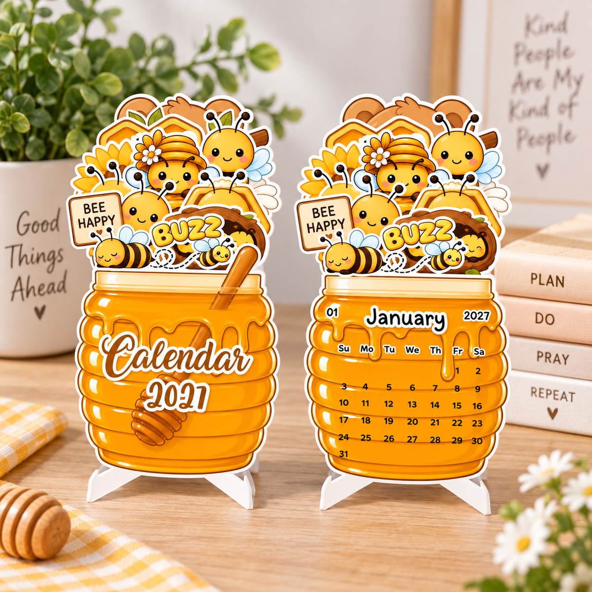 Bee Happy 2027 Desk Calendar