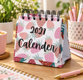 2027 Mini Handmade Desk Calendar – 4×4" | Cute Strawberry Design