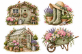 12 Vintage Cottage Garden Stickers