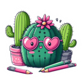 Cactus Cutie with Heart-Shaped Glasses