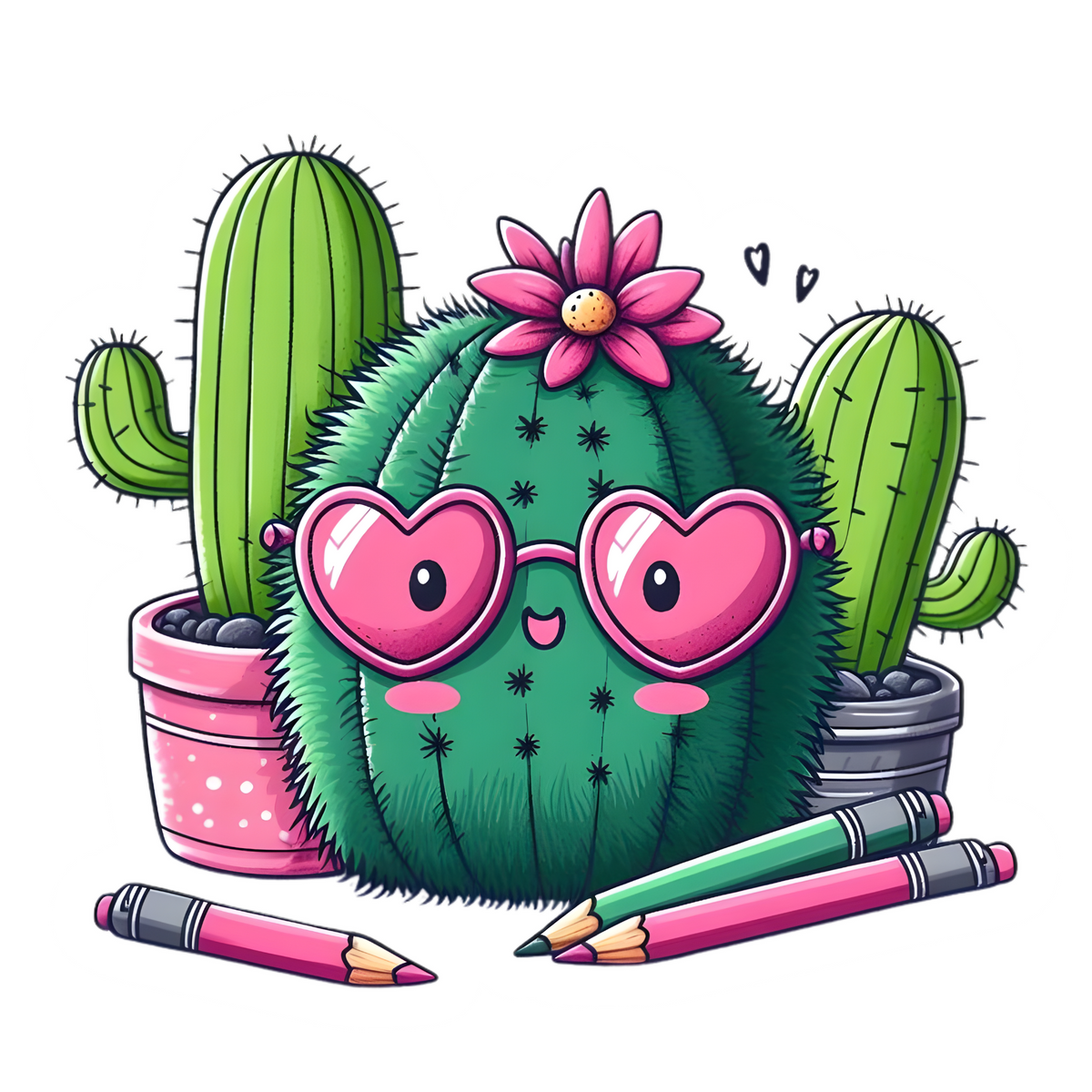 Cactus Cutie with Heart-Shaped Glasses