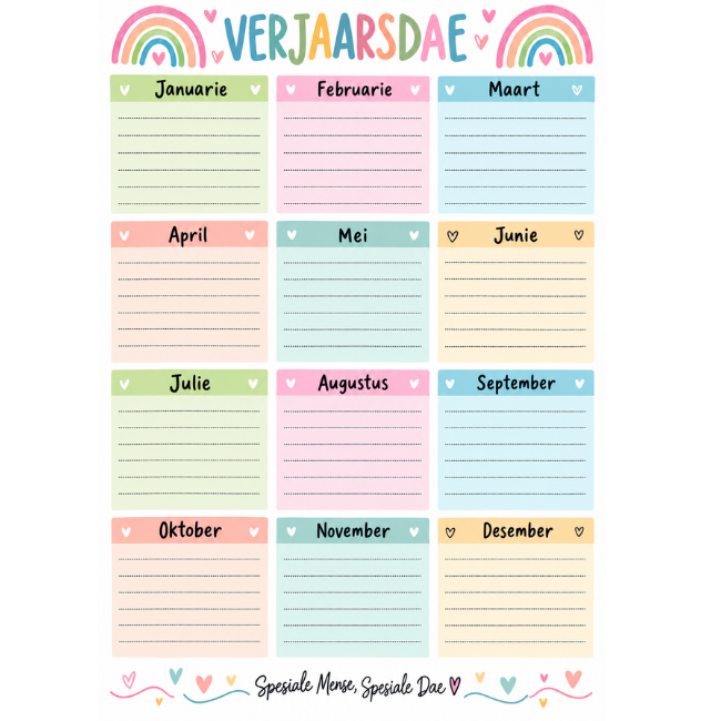 A4 Birthday Tracker Magnet