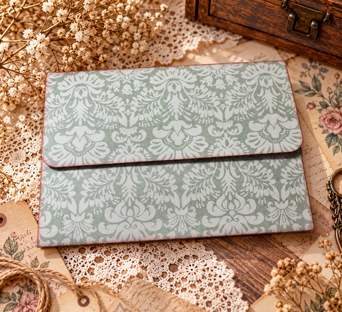 Vintage Sage Ephemera Wallet